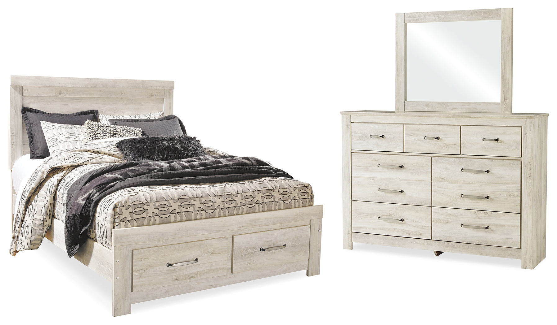 Homestyle Furniture - Ashley Furniture - Bellaby Queen Panel Storage Bed, Dresser and Mirror - Queen Panel Storage Bed, Dresser and Mirror - B331B5
