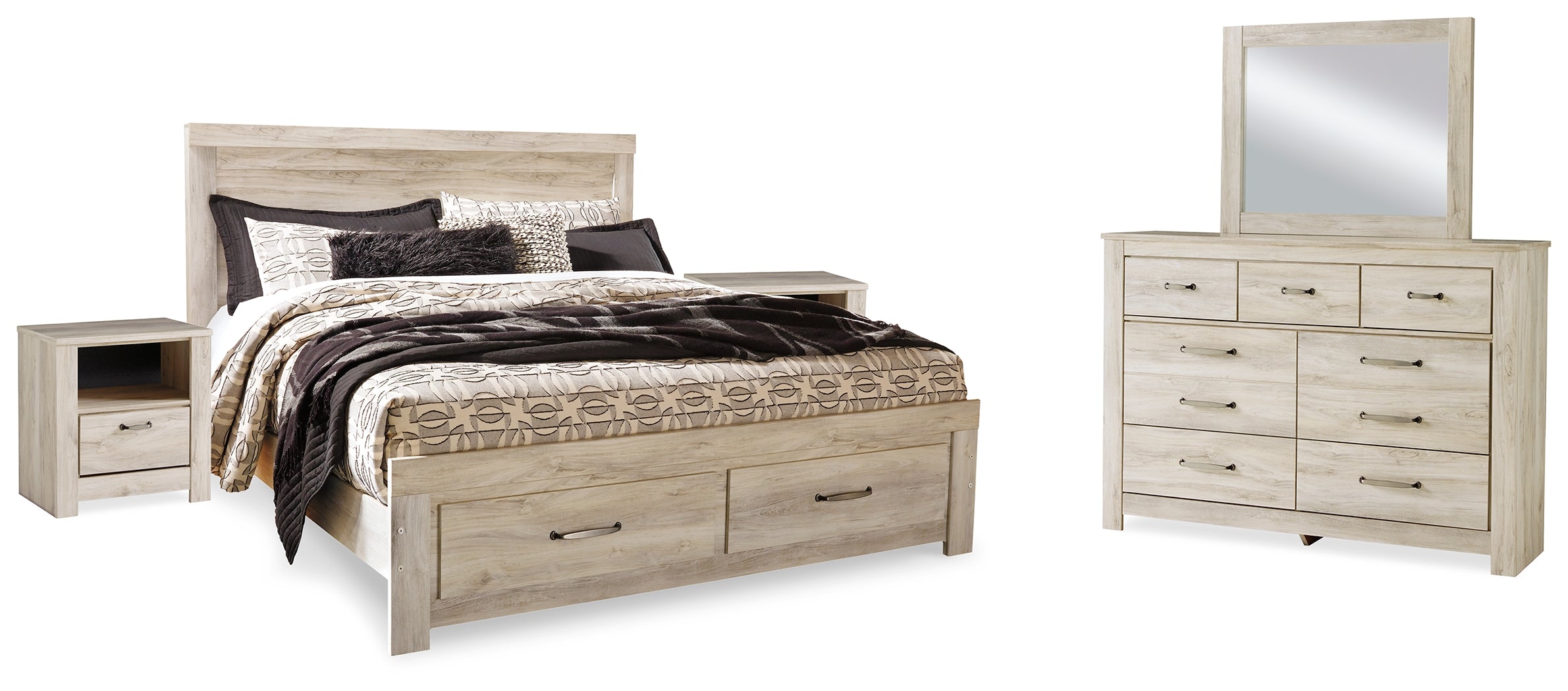 Homestyle Furniture - Ashley Furniture - Bellaby King Panel Storage Bed, Dresser, Mirror and 2 Nightstands - King Panel Storage Bed, Dresser, Mirror and 2 Nightstands - B331B19