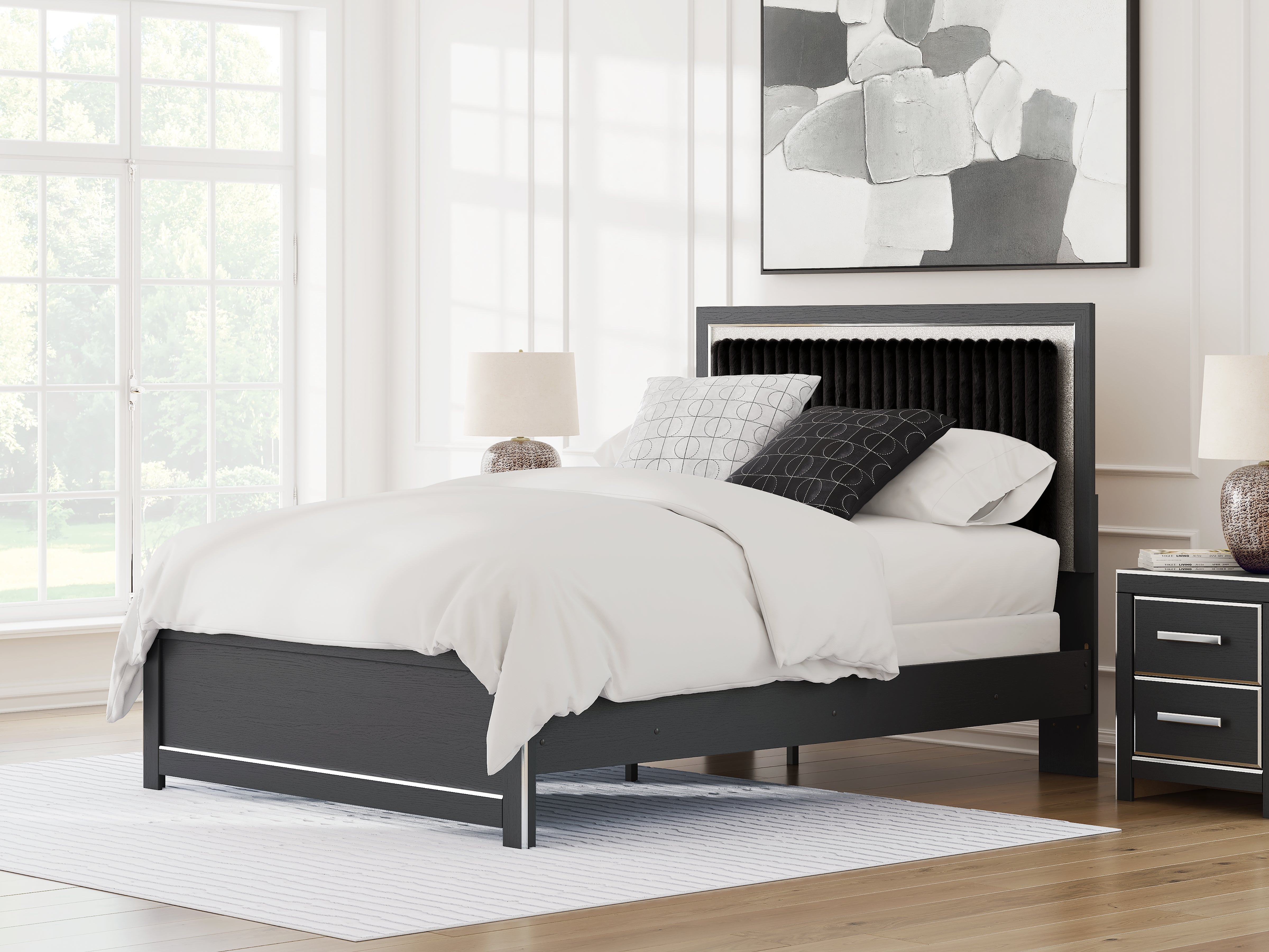 Homestyle Furniture - Ashley Furniture - Zuraleus Queen Upholstered Panel Bed - Queen Upholstered Panel Bed / Black - PCB3380B6