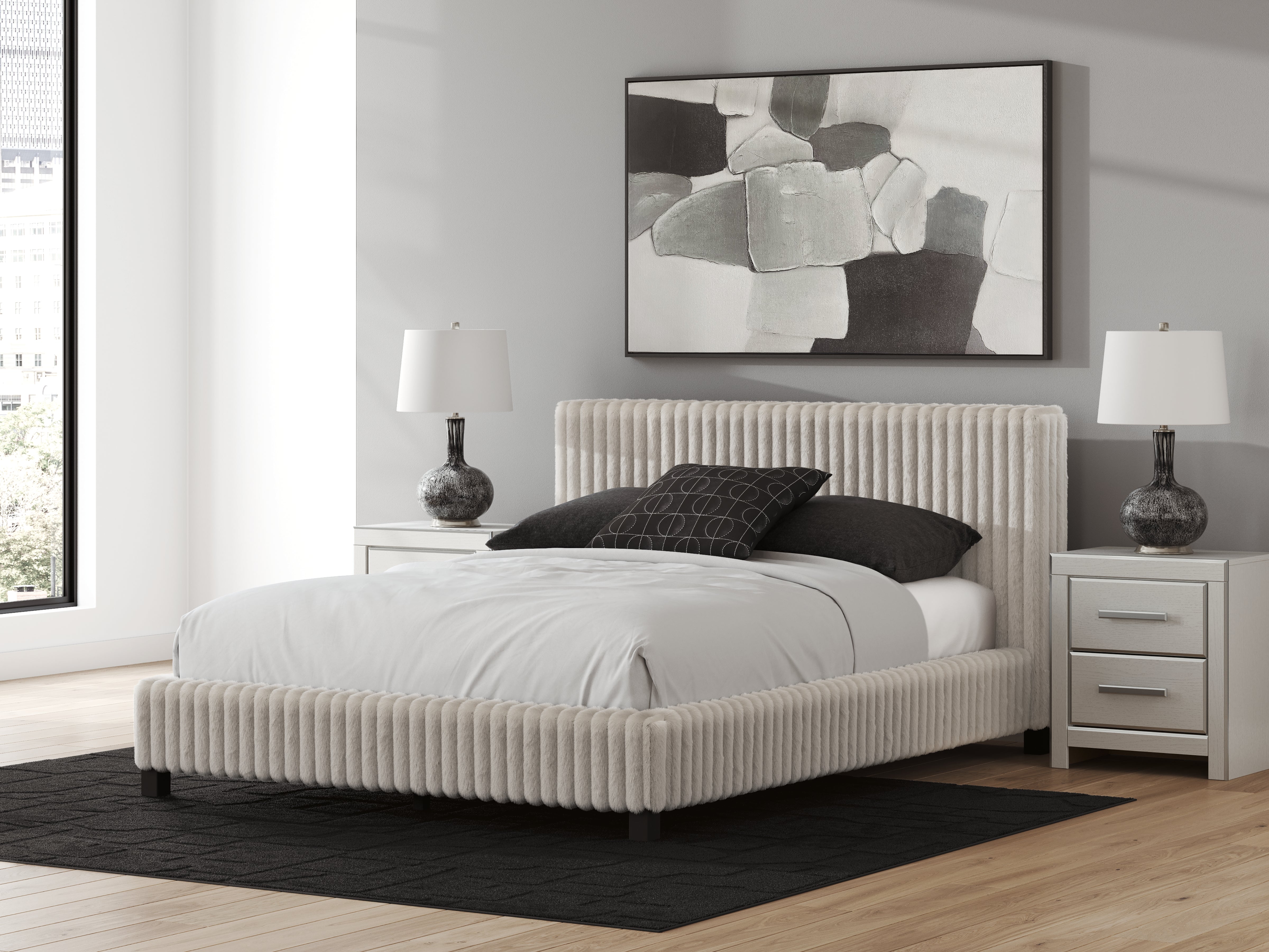 Homestyle Furniture - Ashley Furniture - Zuraleus Queen Upholstered Bed - Queen Upholstered Bed / White - PCB3381B11