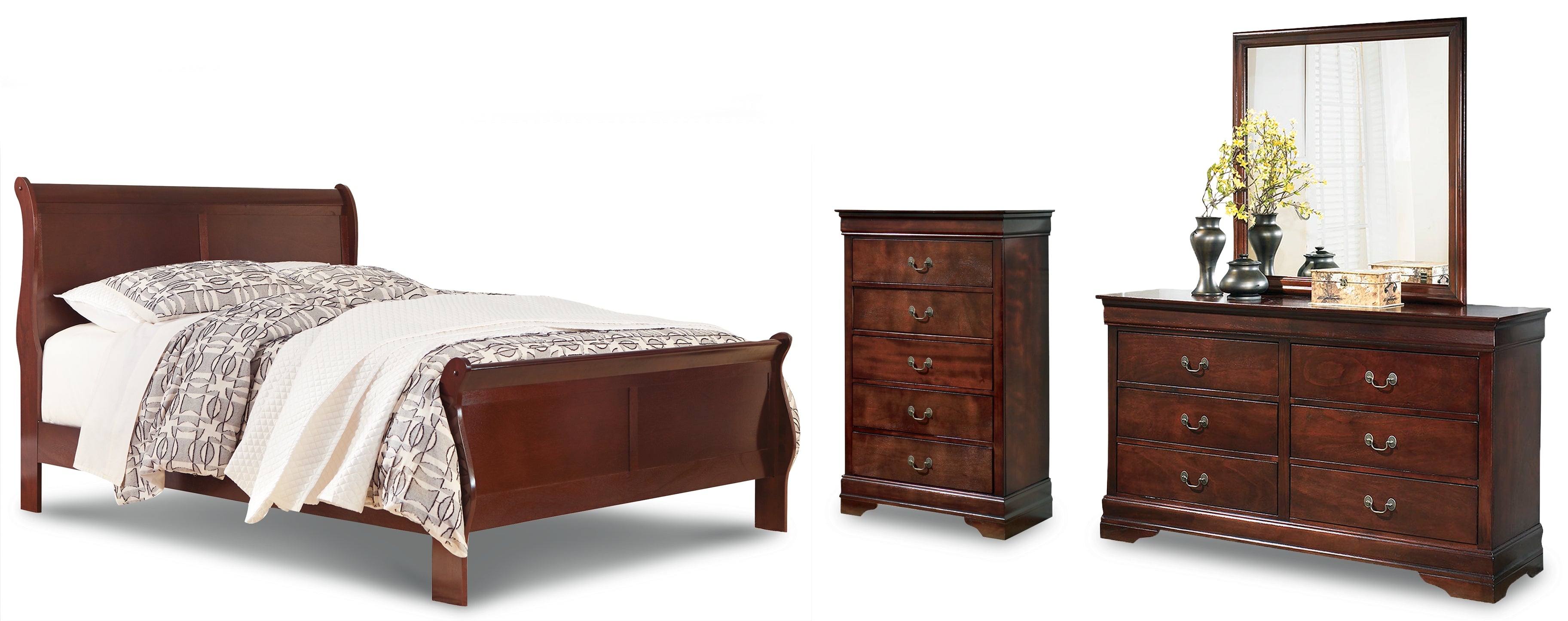 Homestyle Furniture - Ashley Furniture - Alisdair Queen Sleigh Bed, Dresser, Mirror, and Chest - Queen Sleigh Bed, Dresser, Mirror, and Chest - B376B15