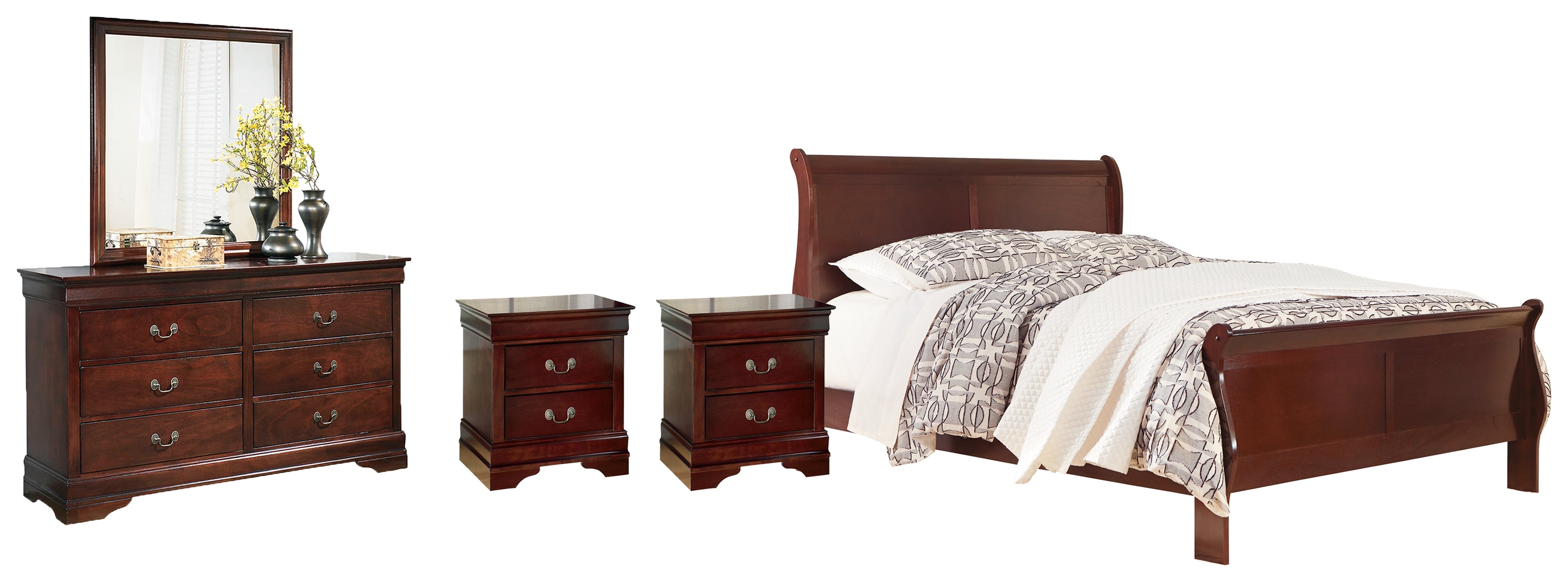 Homestyle Furniture - Ashley Furniture - Alisdair Queen Sleigh Bed, Dresser, Mirror, Chest and 2 Nightstands - Queen Sleigh Bed, Dresser, Mirror, Chest and 2 Nightstands - B376B23
