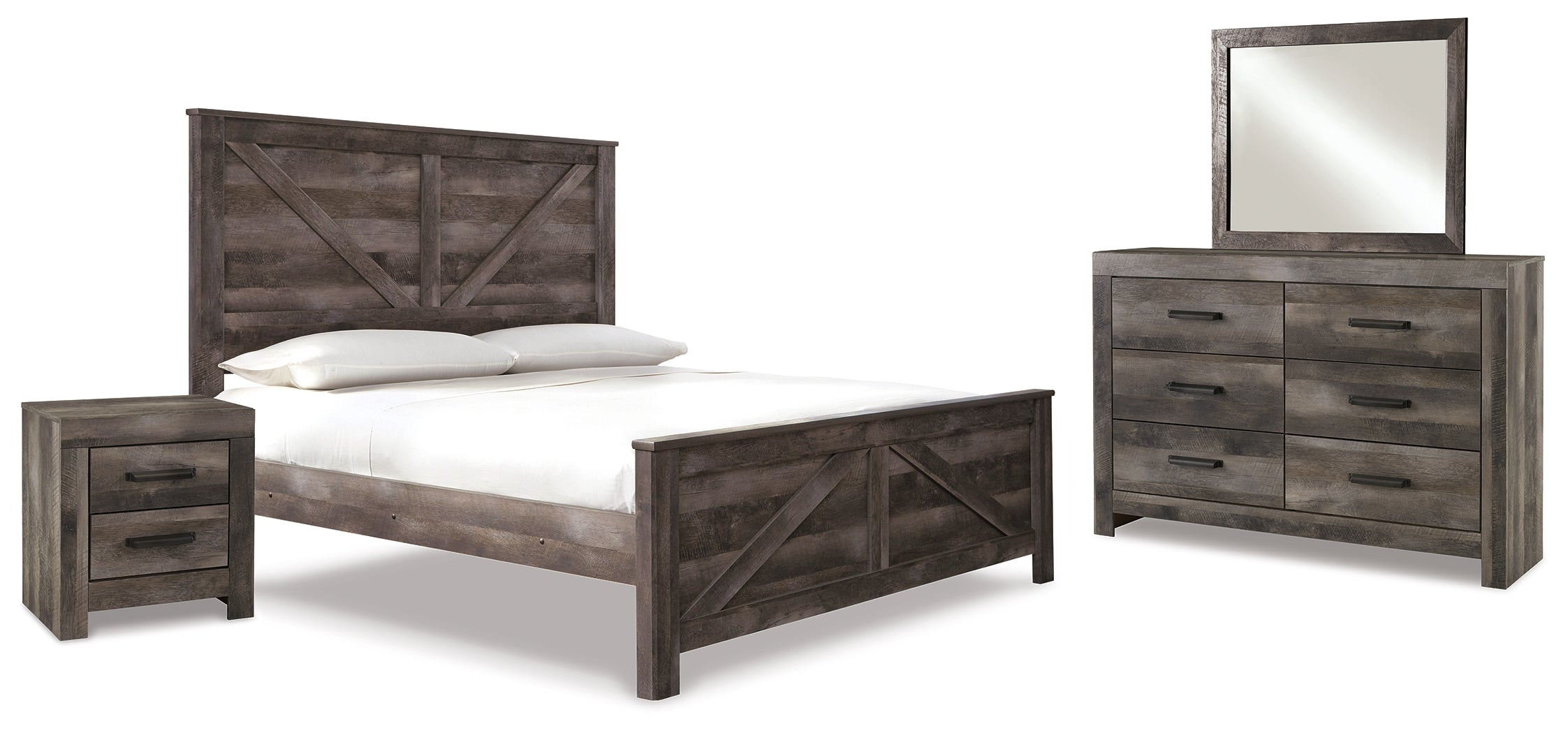 Homestyle Furniture - Ashley Furniture - Wynnlow King Crossbuck Panel Bed, Dresser, Mirror and Nightstand - King Crossbuck Panel Bed, Dresser, Mirror and Nightstand - B440B26