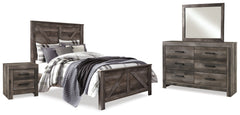 Homestyle Furniture - Ashley Furniture - Wynnlow Queen Crossbuck Panel Bed, Dresser, Mirror, and Nightstand - Queen Crossbuck Panel Bed, Dresser, Mirror, and Nightstand - B440B24