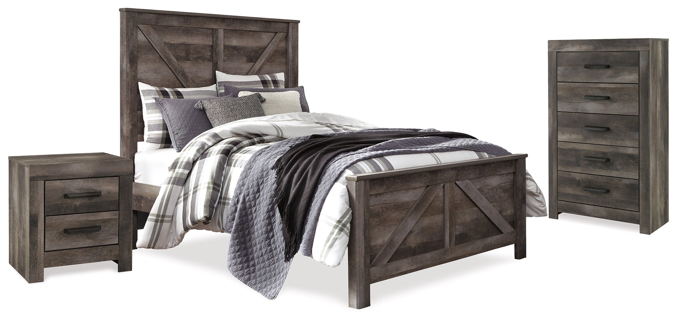 Homestyle Furniture - Ashley Furniture - Wynnlow Queen Crossbuck Panel Bed, Chest and Nightstand - Queen Crossbuck Panel Bed, Chest and Nightstand - B440B28