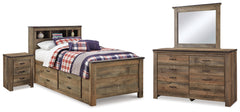 Homestyle Furniture - Ashley Furniture - Trinell Twin Bookcase Storage Bed, Dresser, Mirror and Nightstand - Twin Bookcase Storage Bed, Dresser, Mirror and Nightstand - B446B98