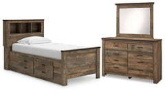 Homestyle Furniture - Ashley Furniture - Trinell Twin Bookcase Storage Bed, Dresser and Mirror - Twin Bookcase Storage Bed, Dresser and Mirror - B446B86