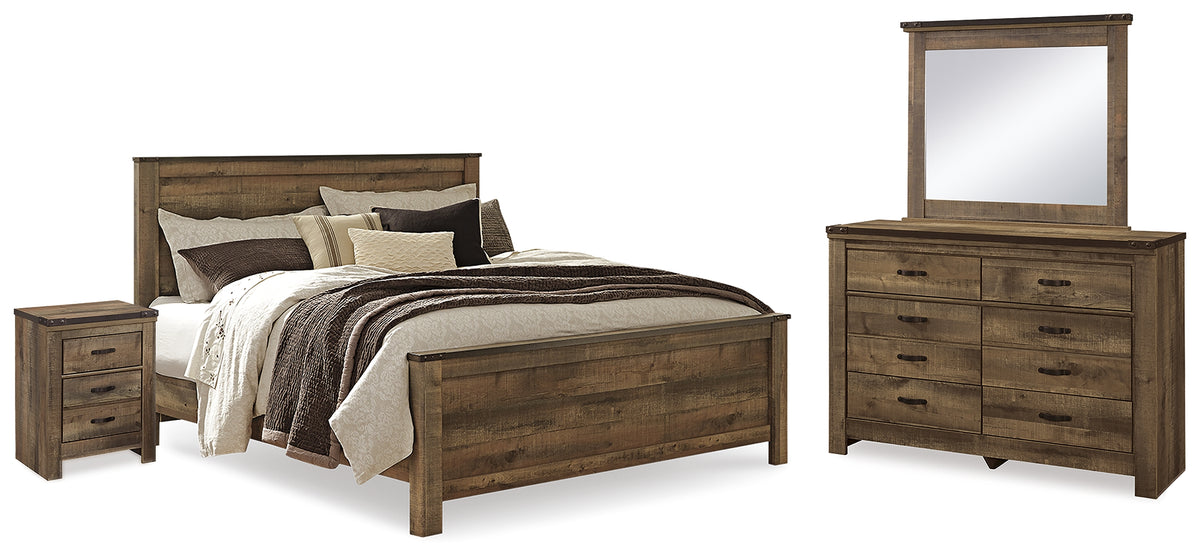 Homestyle Furniture - Ashley Furniture - Trinell King Panel Bed, Dresser, Mirror and Nightstand - King Panel Bed, Dresser, Mirror and Nightstand - B446B94