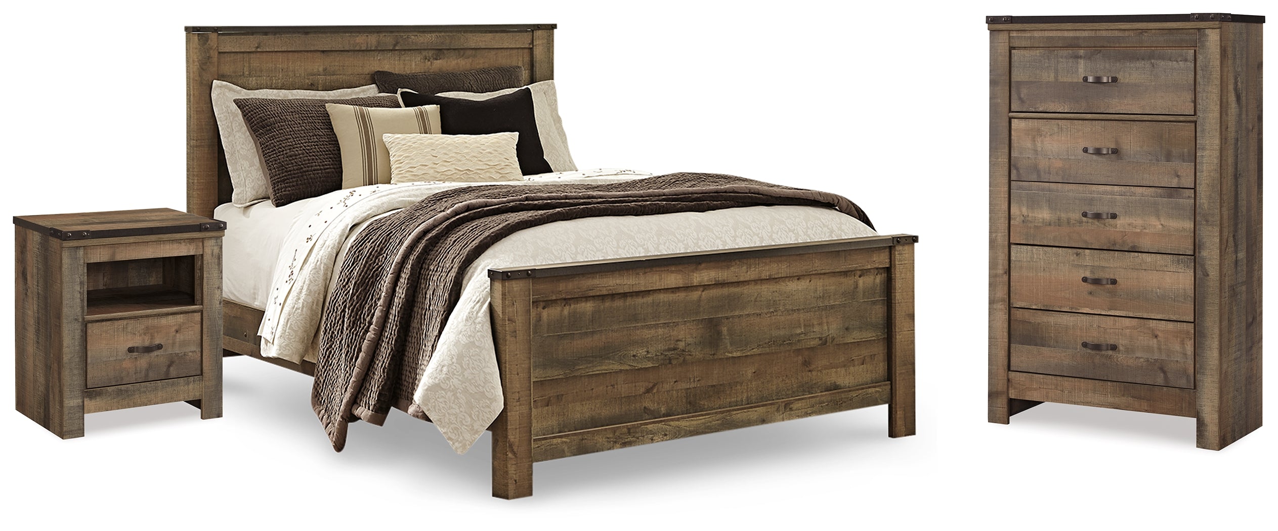 Homestyle Furniture - Ashley Furniture - Trinell Queen Panel Bed, Chest and 2 Nightstands - Queen Panel Bed, Chest and 2 Nightstands - B446B59