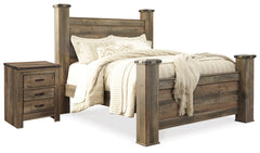 Homestyle Furniture - Ashley Furniture - Trinell Queen Poster Bed and Nightstand - Queen Poster Bed and Nightstand - B446B62