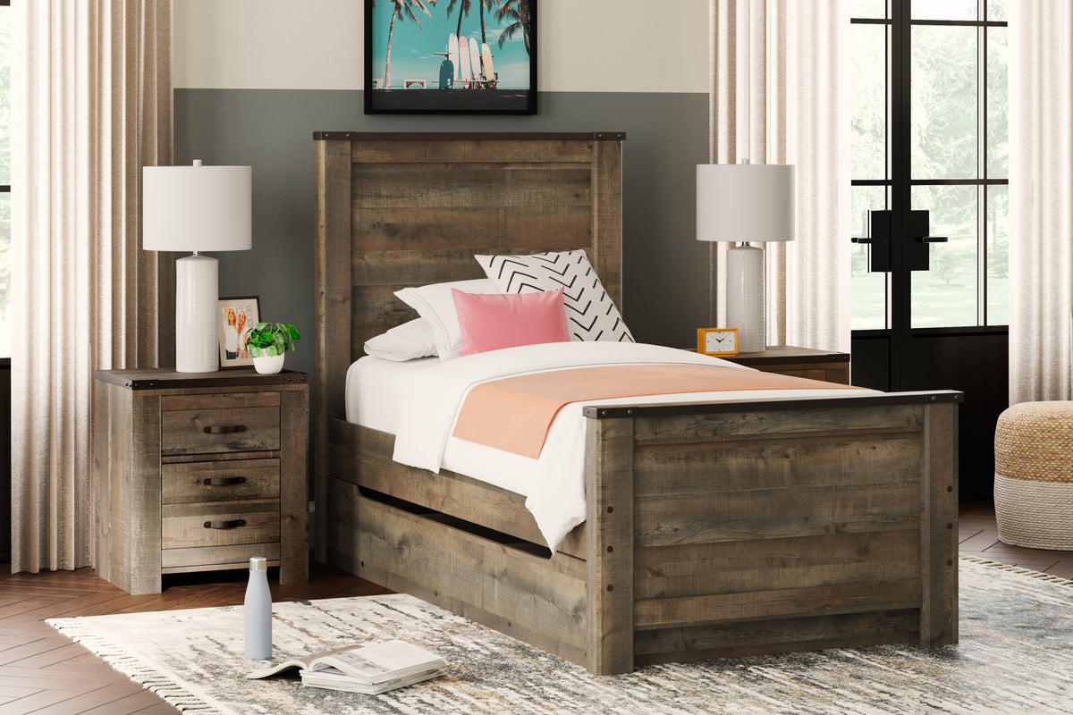Homestyle Furniture - Ashley Furniture - Trinell Twin Panel Bed with 1 Large Storage Drawer - Twin Panel Bed with 1 Large Storage Drawer - B446B8
