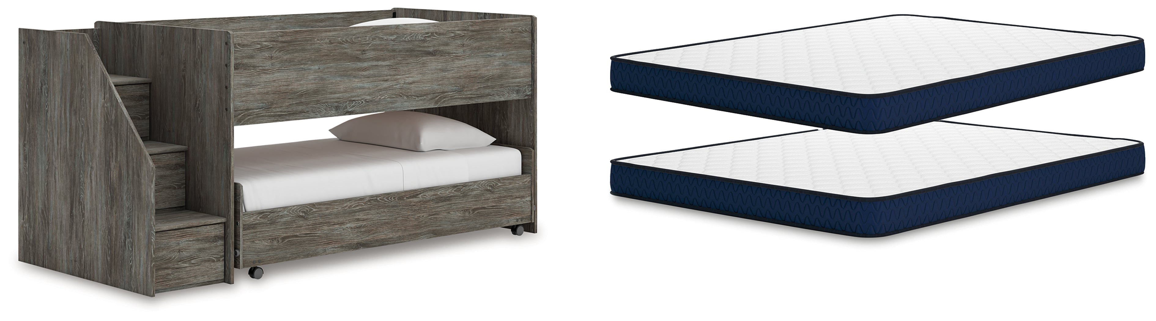Homestyle Furniture - Ashley Furniture - Frandern Twin Over Twin Loft Bed and Mattresses - Twin Over Twin Loft Bed and Mattresses - B4480B27