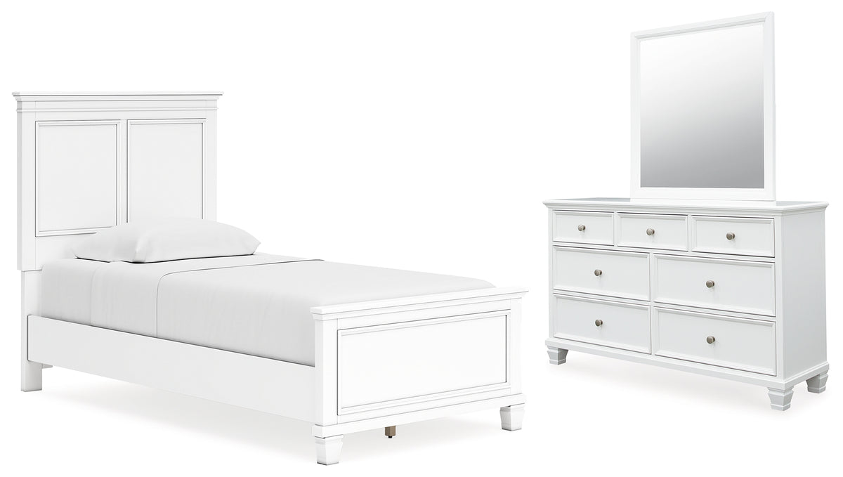 Homestyle Furniture - Ashley Furniture - Fortman Twin Panel Bed, Dresser and Mirror - Twin Panel Bed, Dresser and Mirror - B680B7