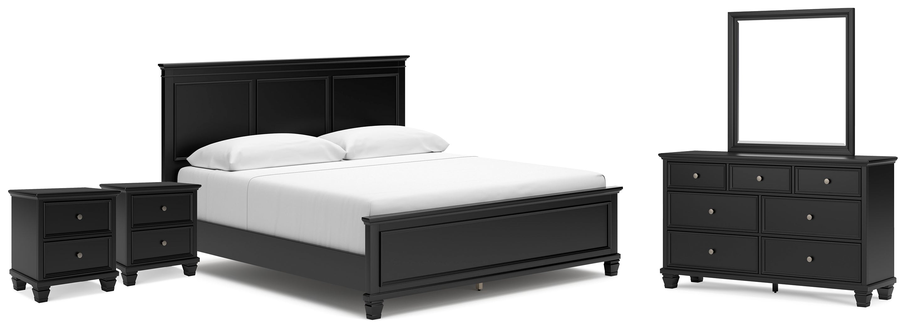 Homestyle Furniture - Ashley Furniture - Lanolee King Panel Bed, Dresser, Mirror and 2 Nightstands - King Panel Bed, Dresser, Mirror and 2 Nightstands - B687B29