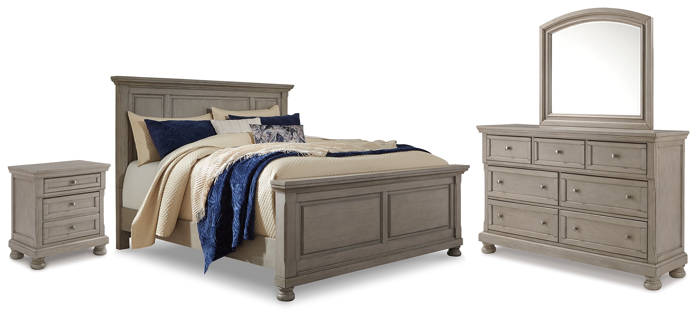 Homestyle Furniture - Ashley Furniture - Lettner King Panel Bed with Dresser, Mirror and Nightstand - King Panel Bed with Dresser, Mirror and Nightstand - B733B40