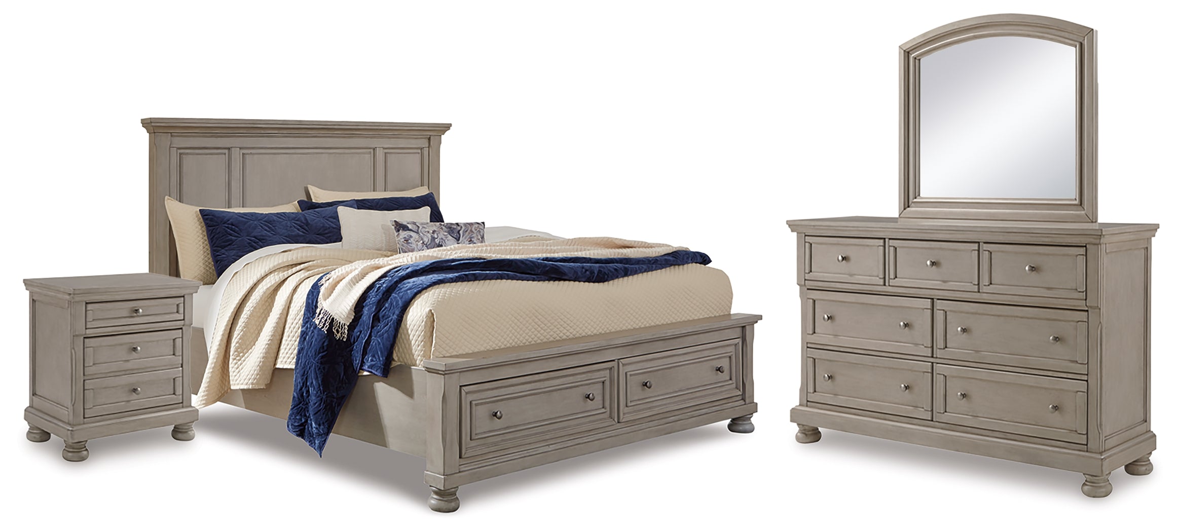 Homestyle Furniture - Ashley Furniture - Lettner Queen Panel Storage Bed, Dresser, Mirror and Nightstand - Queen Panel Storage Bed, Dresser, Mirror and Nightstand - B733B46