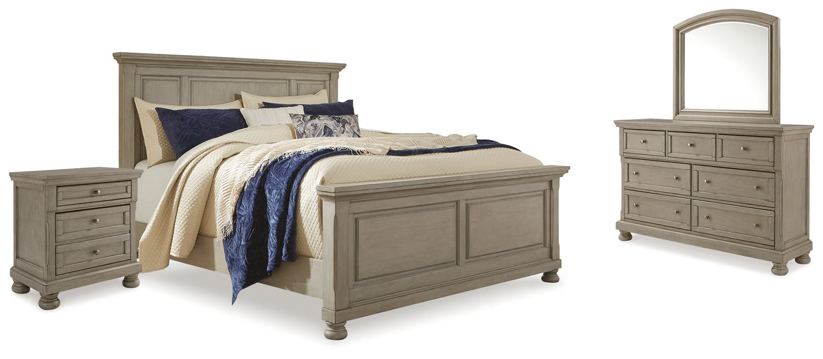 Homestyle Furniture - Ashley Furniture - Lettner King Panel Bed, Dresser, Mirror and 2 Nightstands - King Panel Bed, Dresser, Mirror and 2 Nightstands - B733B48