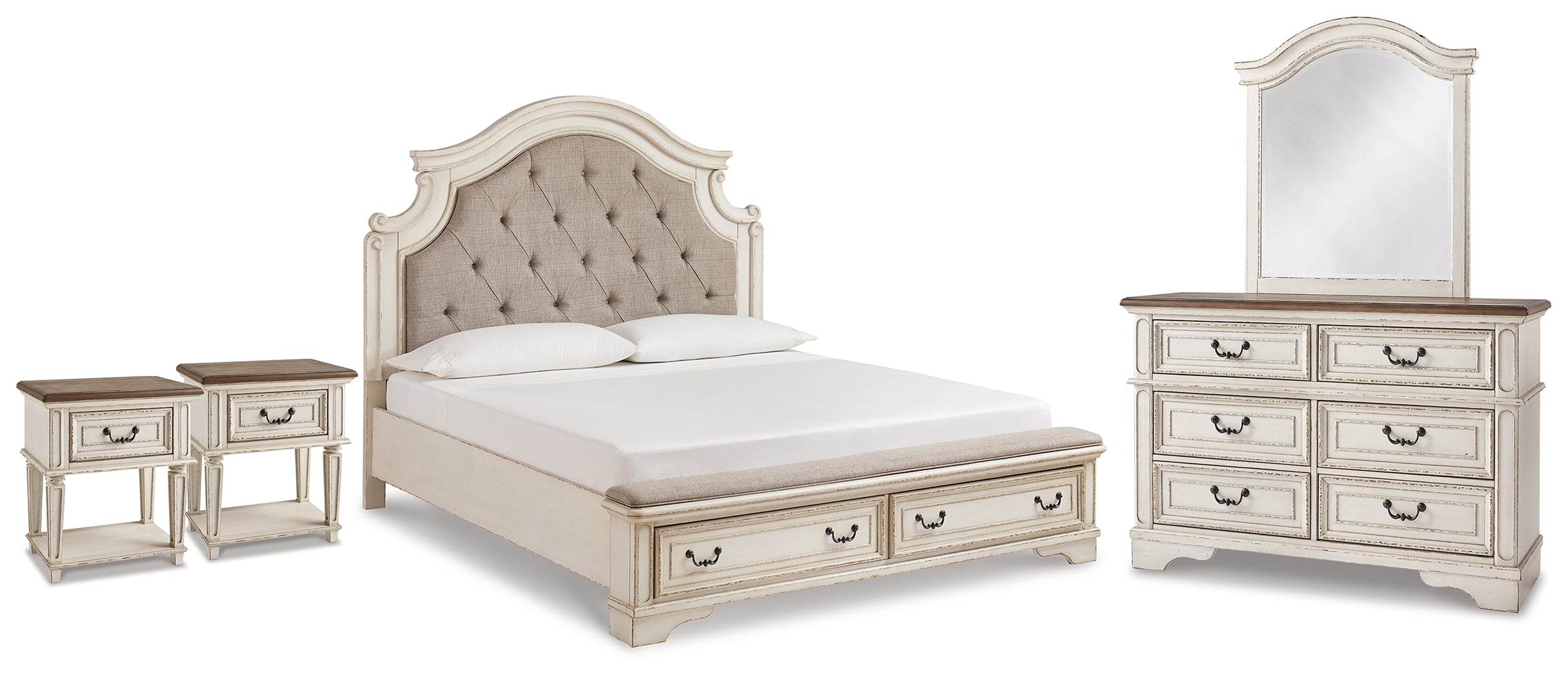 Homestyle Furniture - Ashley Furniture - Realyn King Panel Storage Bed, Dresser, Mirror and 2 Nightstands - King Panel Storage Bed, Dresser, Mirror and 2 Nightstands - B743B66
