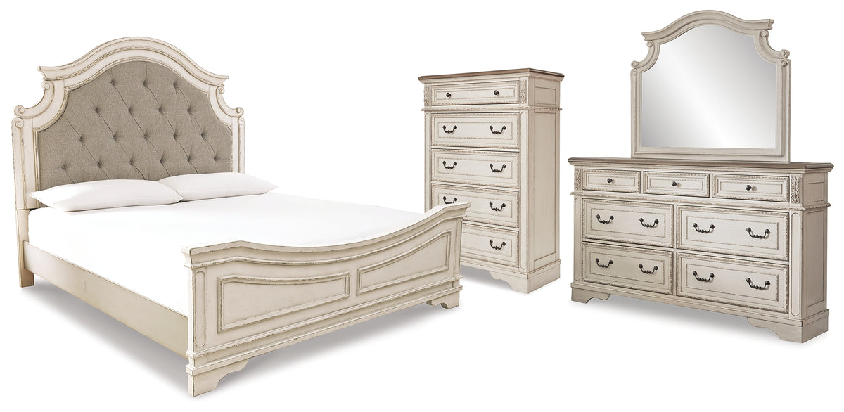Homestyle Furniture - Ashley Furniture - Realyn King Panel Upholstered Bed, Dresser, Mirror and Chest - King Panel Upholstered Bed, Dresser, Mirror and Chest - B743B68