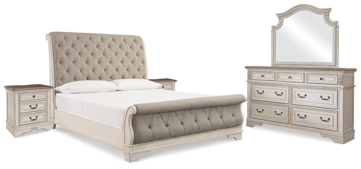 Homestyle Furniture - Ashley Furniture - Realyn King Upholstered Sleigh Bed, Dresser, Mirror and 2 Nightstands - King Upholstered Sleigh Bed, Dresser, Mirror and 2 Nightstands - B743B51