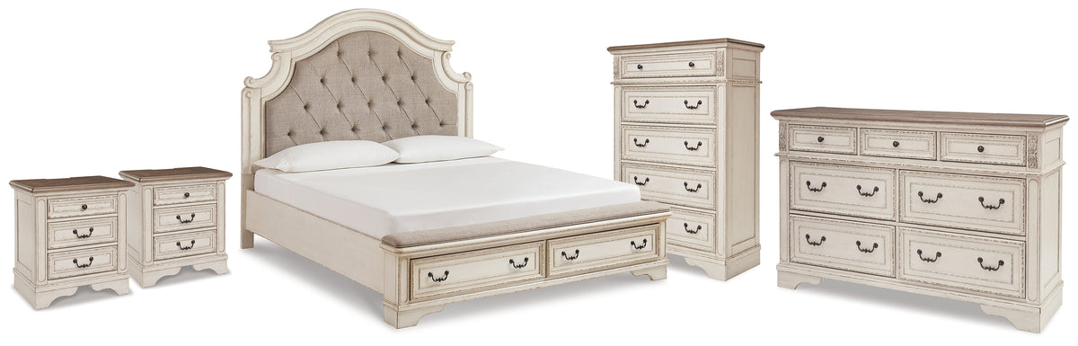 Homestyle Furniture - Ashley Furniture - Realyn King Storage Bed, Dresser, Chest and 2 Nightstands - King Storage Bed, Dresser, Chest and 2 Nightstands - B743B69