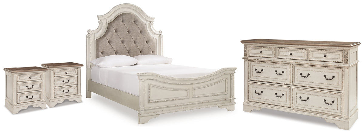 Homestyle Furniture - Ashley Furniture - Realyn Queen Upholstered Panel Bed, Dresser and 2 Nightstands - Queen Upholstered Panel Bed, Dresser and 2 Nightstands - B743B67