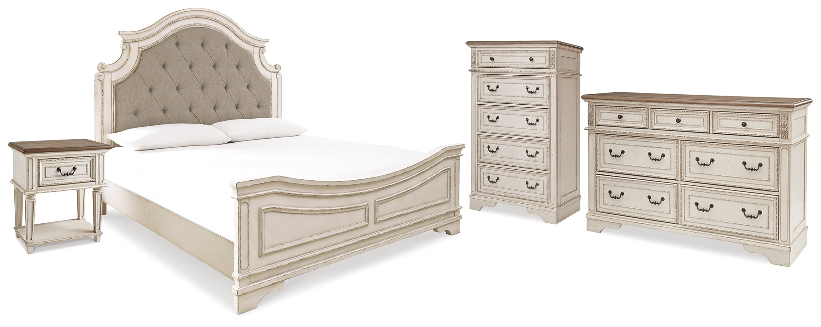 Homestyle Furniture - Ashley Furniture - Realyn King Upholstered Panel Bed, Dresser, Chest and Nightstand - King Upholstered Panel Bed, Dresser, Chest and Nightstand - B743B41