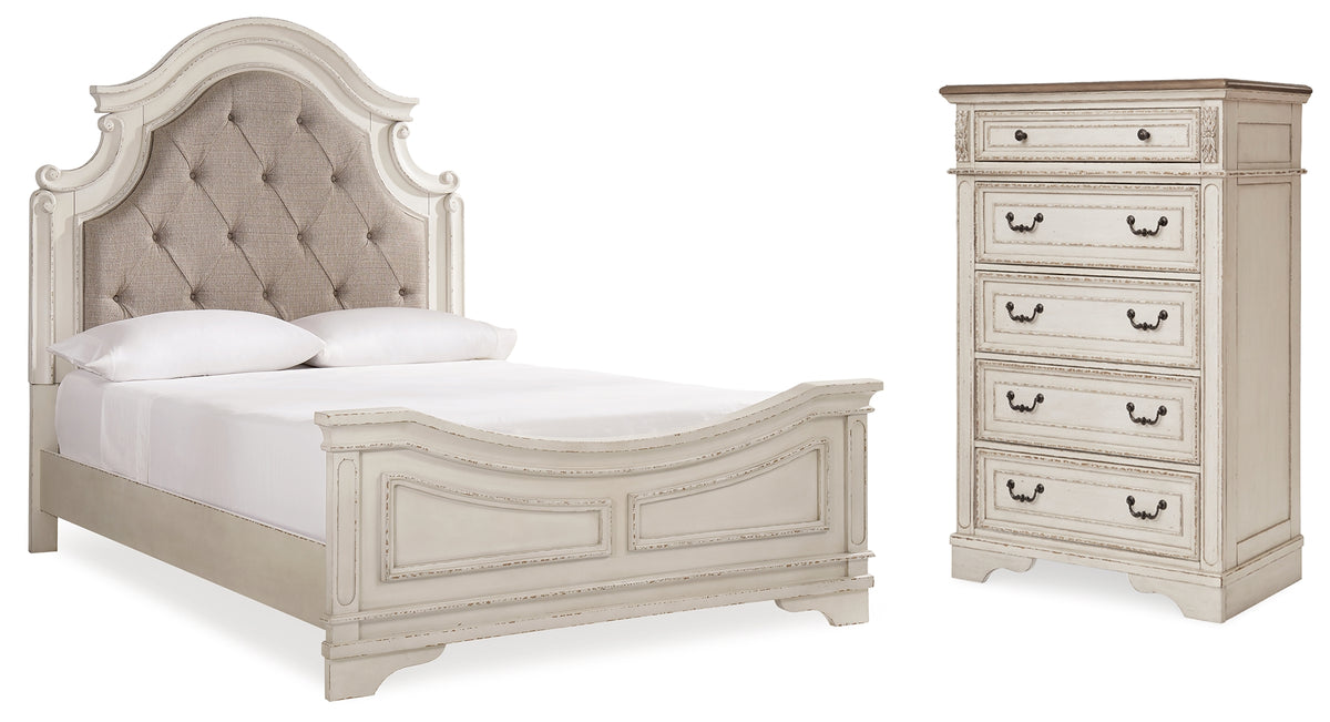 Homestyle Furniture - Ashley Furniture - Realyn Queen Upholstered Panel Bed and Chest - Queen Upholstered Panel Bed and Chest - B743B54