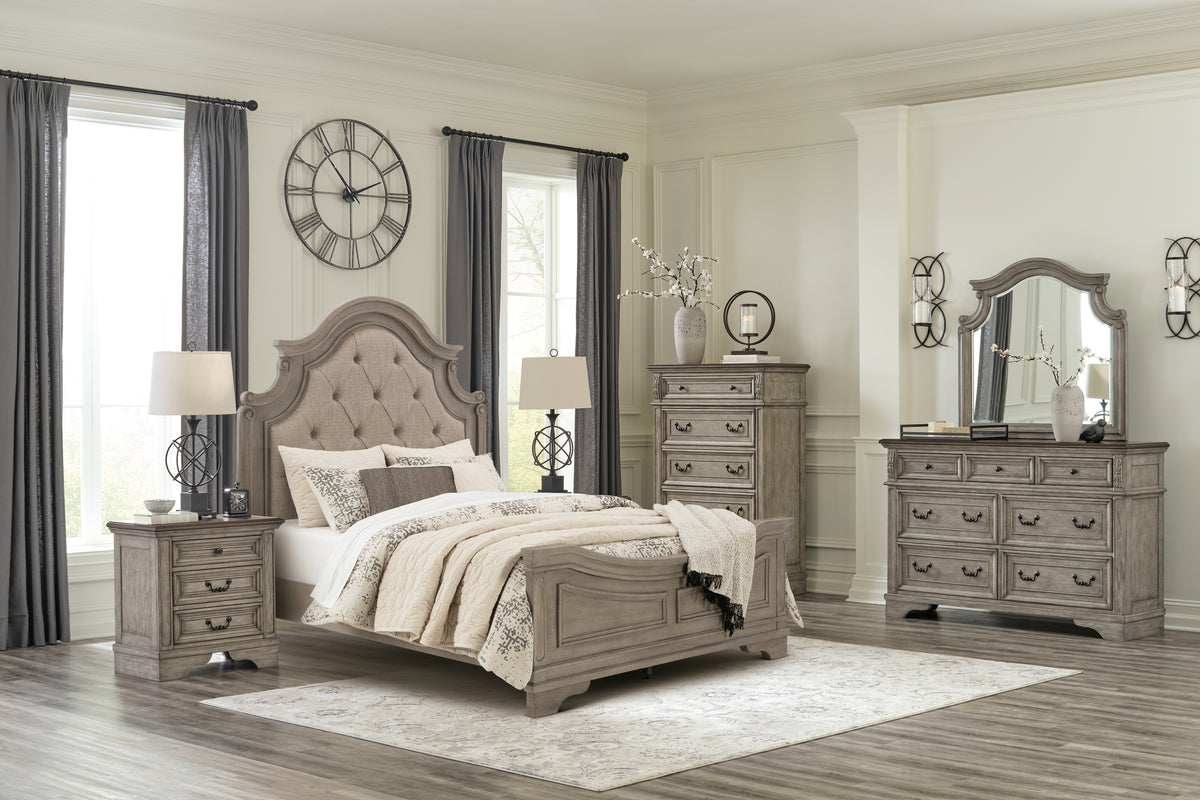 Homestyle Furniture - Ashley Furniture - Lodenbay Queen Upholstered Panel Bed, Dresser, Mirror, Chest and Nightstand - Queen Upholstered Panel Bed, Dresser, Mirror, Chest and Nightstand - B751B9