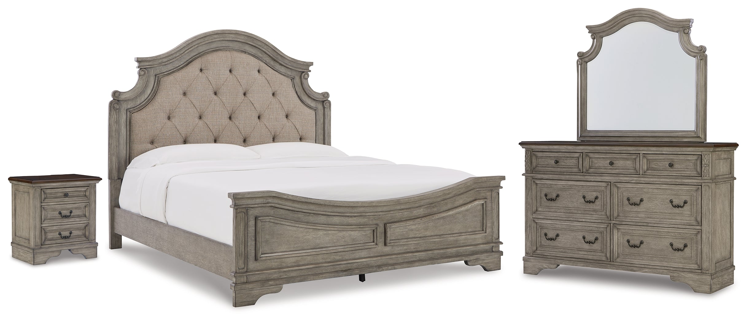 Homestyle Furniture - Ashley Furniture - Lodenbay King Upholstered Panel Bed, Dresser, Mirror, and Nightstand - King Upholstered Panel Bed, Dresser, Mirror, and Nightstand - B751B8