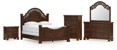 Homestyle Furniture - Ashley Furniture - Lavinton Queen Poster Bed, Dresser, Mirror, Chest and Nightstand - Queen Poster Bed, Dresser, Mirror, Chest and Nightstand - B764B14