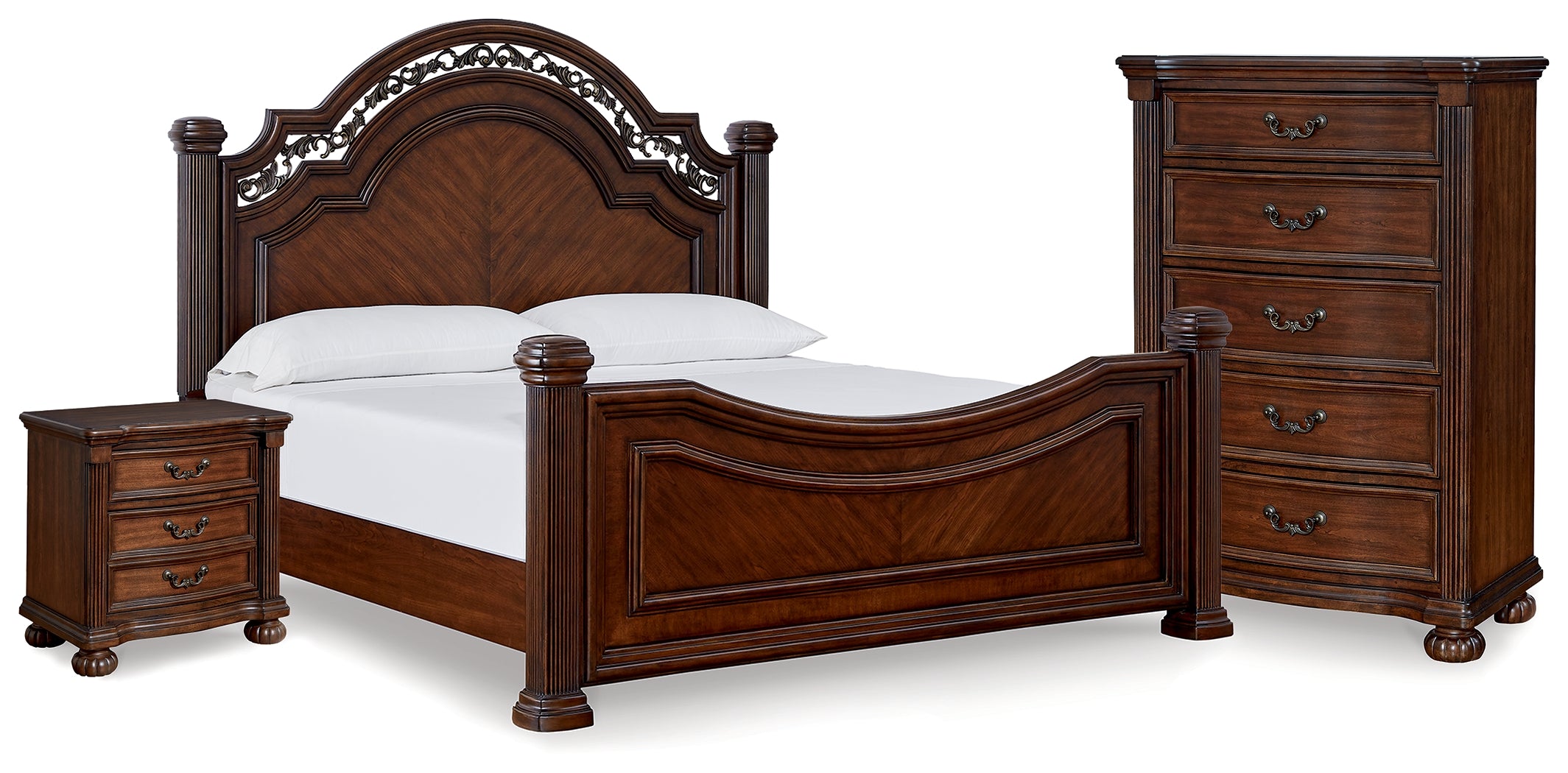 Homestyle Furniture - Ashley Furniture - Lavinton Queen Poster Bed, Chest and Nightstand - Queen Poster Bed, Chest and Nightstand - B764B15