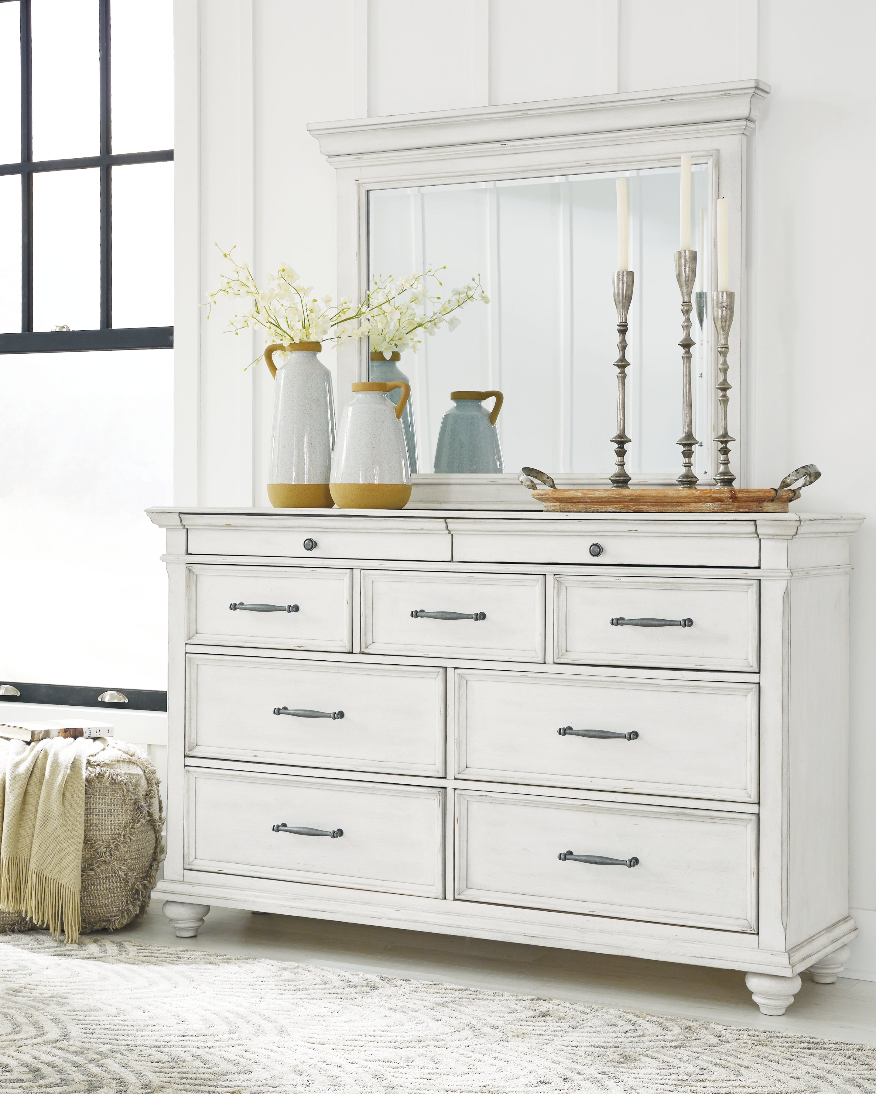 Homestyle Furniture - Ashley Furniture - Kanwyn Dresser and Mirror - Dresser and Mirror - B777B1