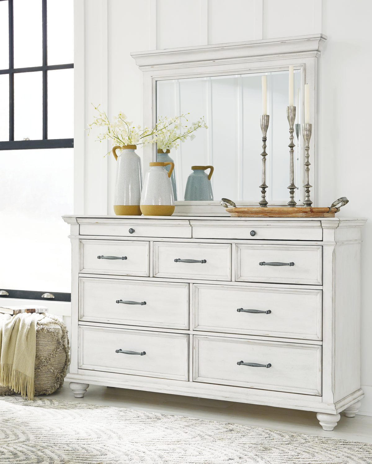 Homestyle Furniture - Ashley Furniture - Kanwyn Dresser and Mirror - Dresser and Mirror - B777B1