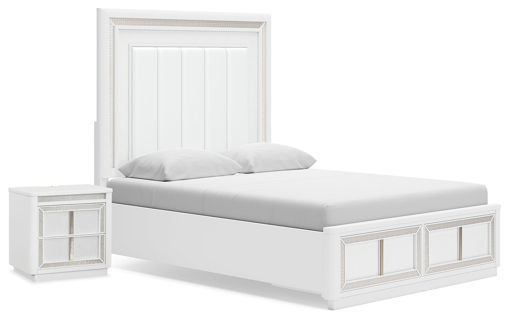 Homestyle Furniture - Ashley Furniture - Chalanna Queen Panel Storage Bed and Nightstand - Queen Panel Storage Bed and Nightstand - B822B8