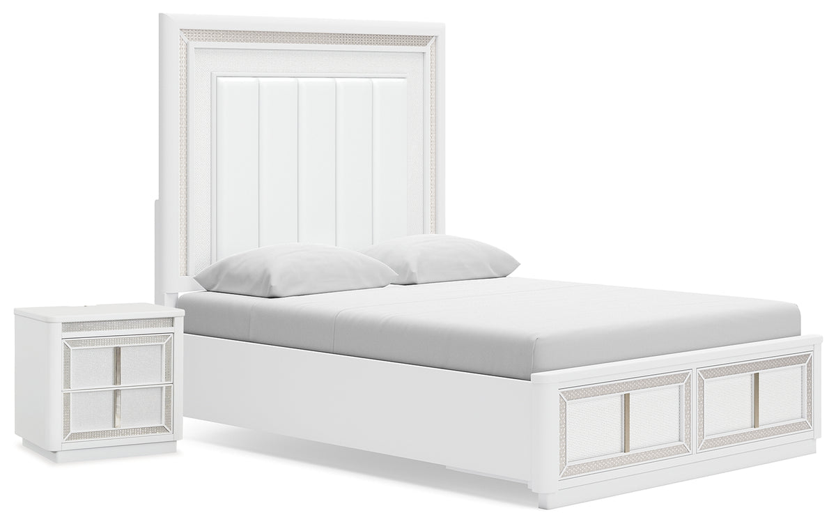 Homestyle Furniture - Ashley Furniture - Chalanna Queen Panel Storage Bed and Nightstand - Queen Panel Storage Bed and Nightstand - B822B8