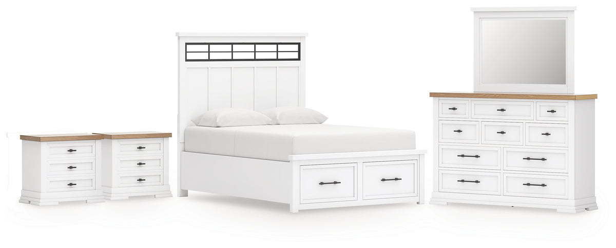 Homestyle Furniture - Ashley Furniture - Ashbryn Queen Panel Storage Bed, Dresser, Mirror and 2 Nightstands - Queen Panel Storage Bed, Dresser, Mirror and 2 Nightstands - B844B11