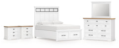 Homestyle Furniture - Ashley Furniture - Ashbryn Queen Panel Storage Bed, Dresser, Mirror and 2 Nightstands - Queen Panel Storage Bed, Dresser, Mirror and 2 Nightstands - B844B11