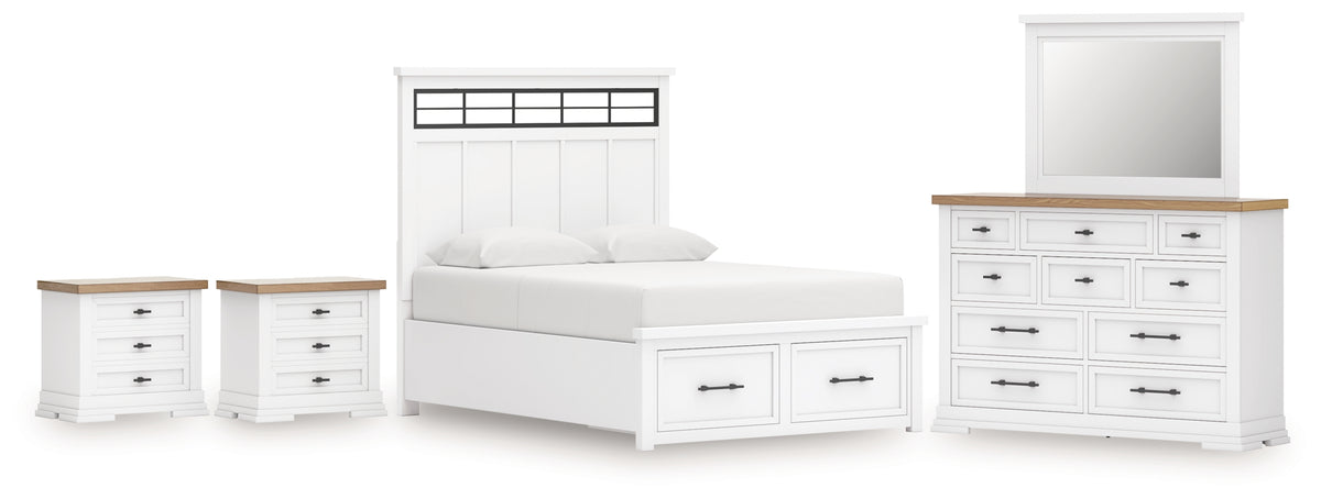 Homestyle Furniture - Ashley Furniture - Ashbryn King Panel Bed, Dresser, Mirror and 2 Nightstands - King Panel Bed, Dresser, Mirror and 2 Nightstands - B844B10