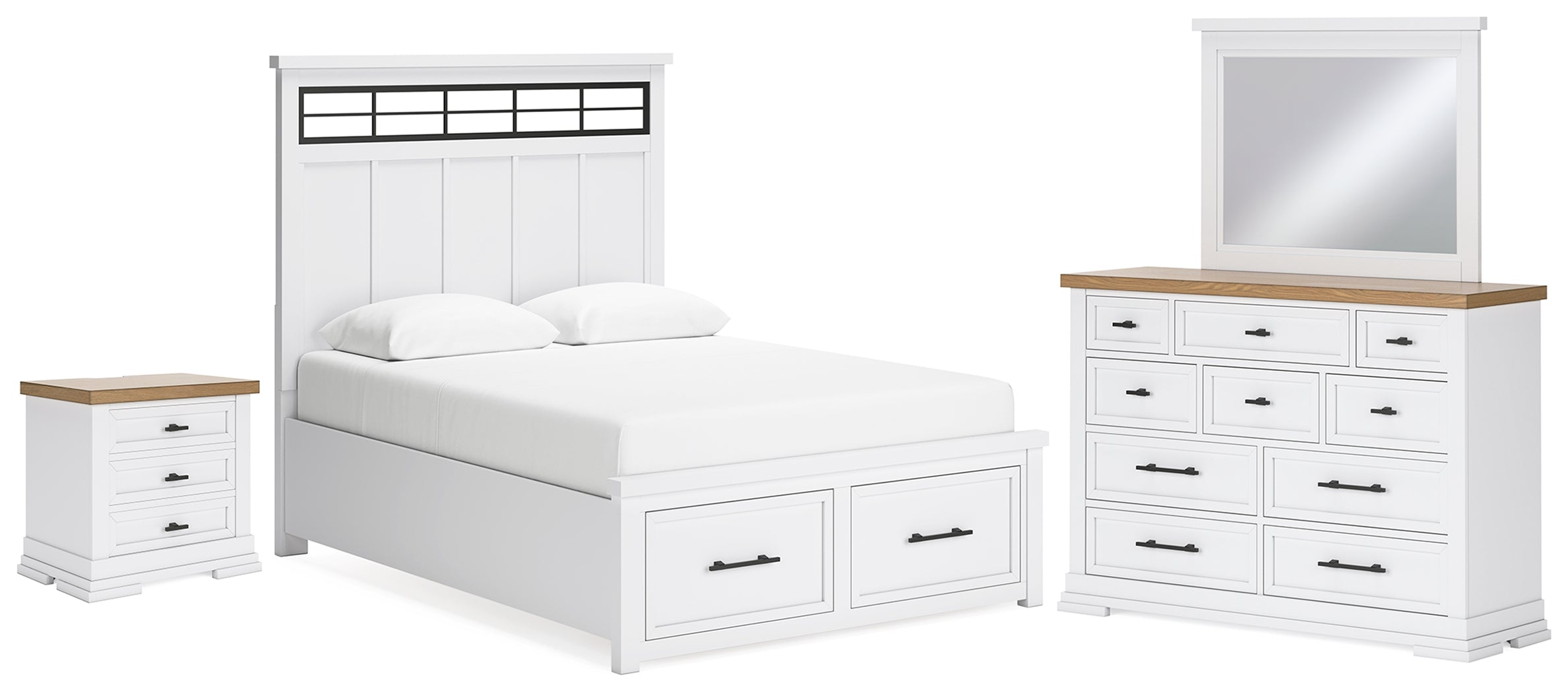Homestyle Furniture - Ashley Furniture - Ashbryn Queen Storage Bed, Dresser, Mirror and Nightstand - Queen Storage Bed, Dresser, Mirror and Nightstand - B844B8