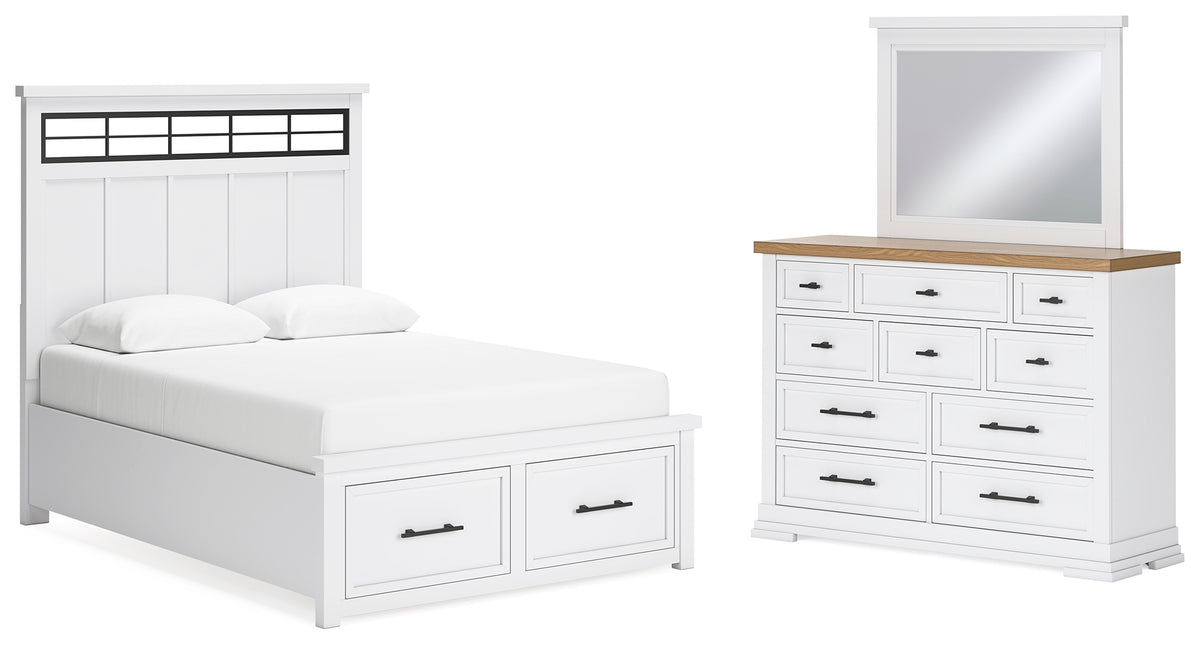 Homestyle Furniture - Ashley Furniture - Ashbryn Queen Panel Storage Bed, Dresser and Mirror - Queen Panel Storage Bed, Dresser and Mirror - B844B3