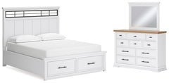 Homestyle Furniture - Ashley Furniture - Ashbryn California King Panel Storage Bed, Dresser and Mirror - California King Panel Storage Bed, Dresser and Mirror - B844B7