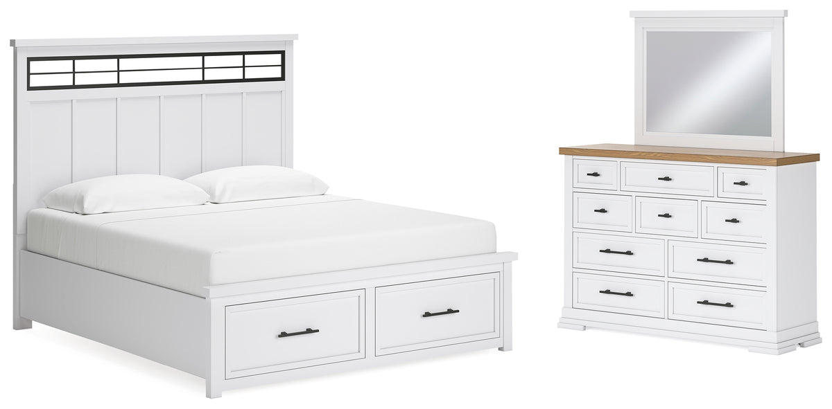 Homestyle Furniture - Ashley Furniture - Ashbryn King Panel Storage Bed, Dresser and Mirror - King Panel Storage Bed, Dresser and Mirror - B844B6