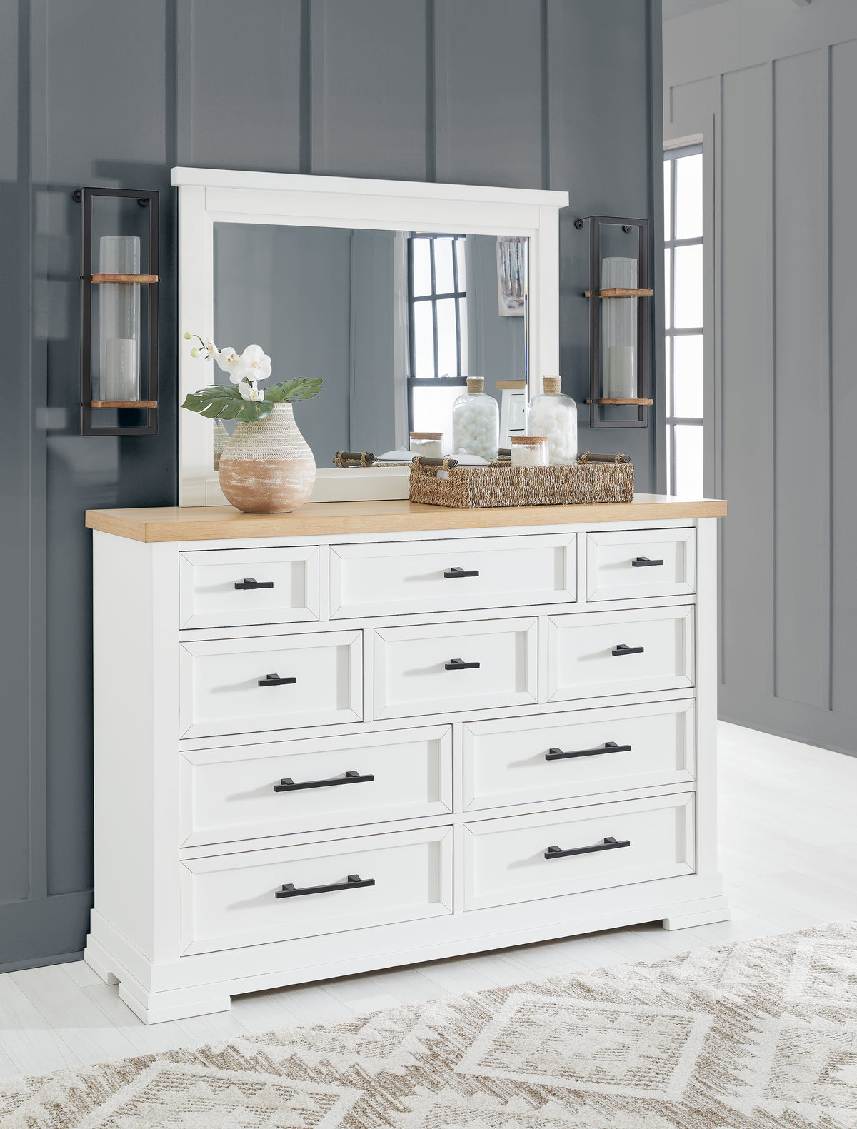 Homestyle Furniture - Ashley Furniture - Ashbryn Dresser and Mirror - Dresser and Mirror - B844B1