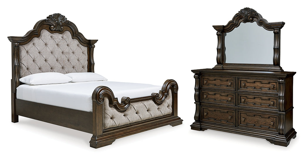 Homestyle Furniture - Ashley Furniture - Maylee Queen Upholstered Bed, Dresser and Mirror - Queen Upholstered Bed, Dresser and Mirror - B947B3
