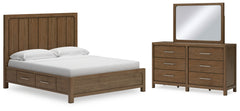 Homestyle Furniture - Ashley Furniture - Cabalynn King Panel Bed with Storage, Dresser and Mirror - King Panel Bed with Storage, Dresser and Mirror - B974B12
