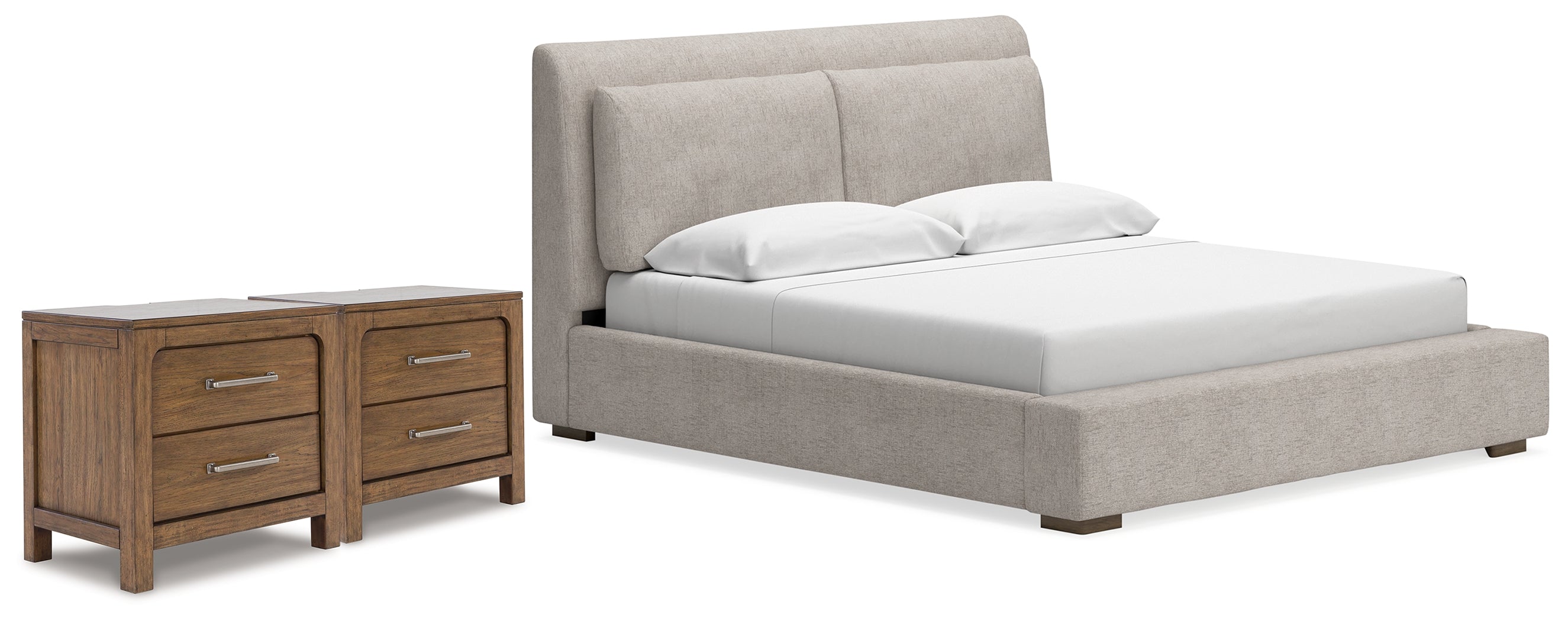 Homestyle Furniture - Ashley Furniture - Cabalynn King Upholstered Bed and 2 Nightstands - King Upholstered Bed and 2 Nightstands - B974B16