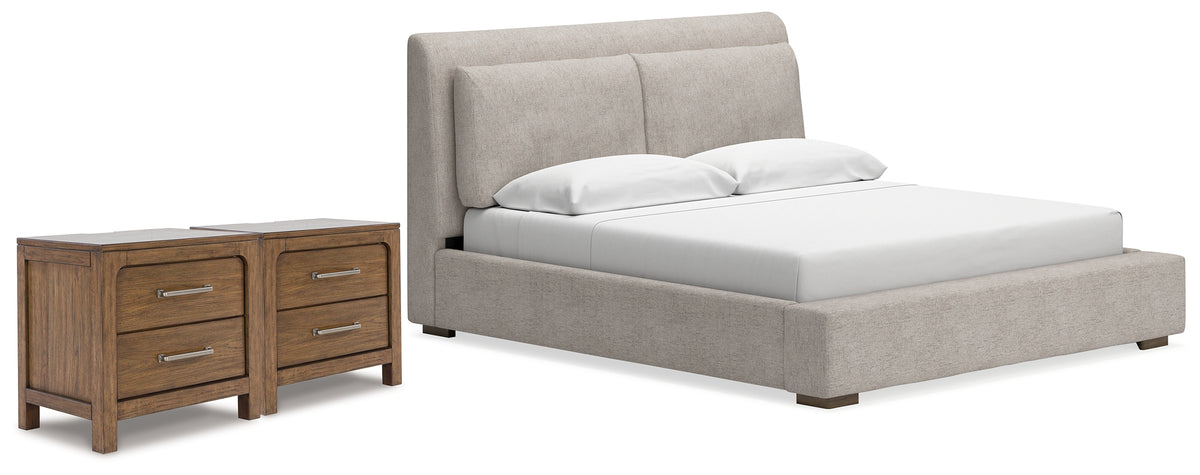 Homestyle Furniture - Ashley Furniture - Cabalynn King Upholstered Bed and 2 Nightstands - King Upholstered Bed and 2 Nightstands - B974B16
