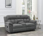 Bahrain Upholstered Motion Loveseat with Console Charcoal image