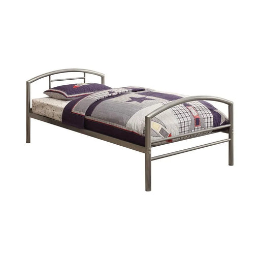 Baines Twin Metal Bed with Arched Headboard Silver  Homestyle Furniture (ARk)